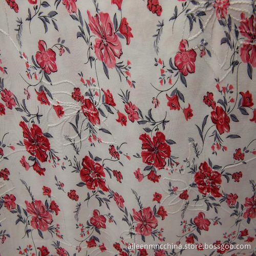 vibrane print with embroidery fabric for arabic gown